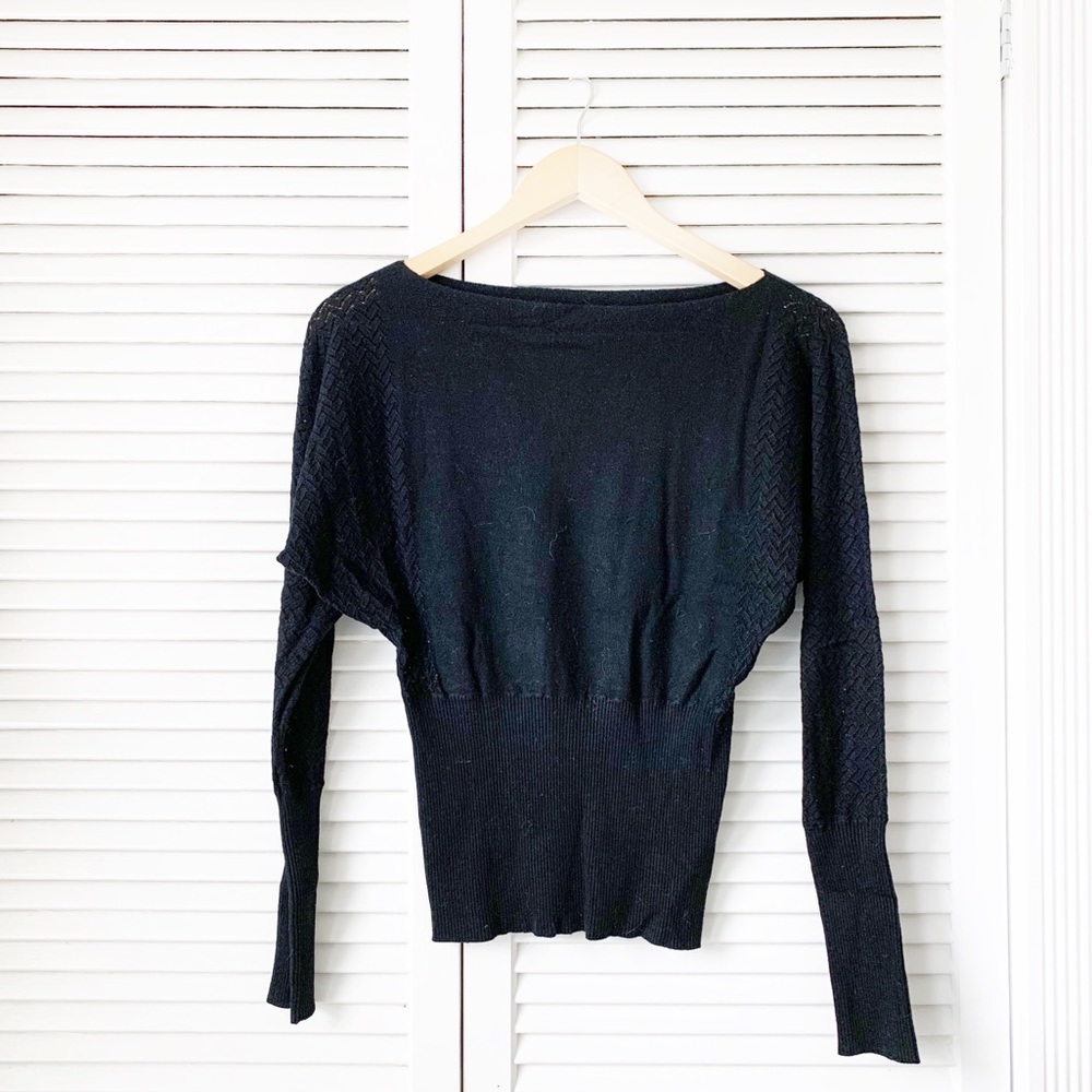 Towne Black Dolman Boat Neck Sweater NWOT